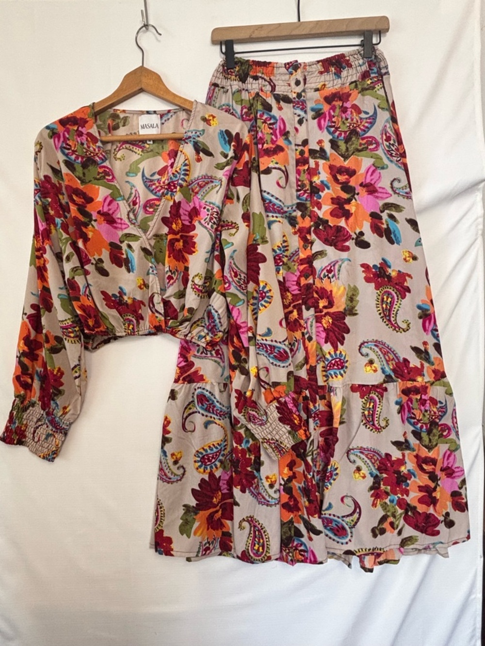 MASALA Floral Print Maxi Skirt Set Size Medium